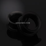 A Pair of Ultra Thin Flexible Silicone Ear Skin Double Flared Tunnel Plug-Black