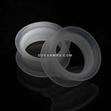 A Pair of Ultra Thin Flexible Silicone Ear Skin Double Flared Tunnel Plug-Clear