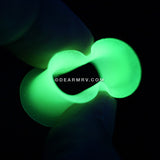 A Pair of Glow in the Dark Ultra Thin Flexible Silicone Ear Skin Double Flared Tunnel Plug-Clear/White