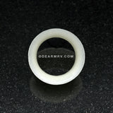 A Pair of Glow in the Dark Ultra Thin Flexible Silicone Ear Skin Double Flared Tunnel Plug-Clear/White