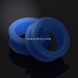 A Pair of Flexible Silicone Double Flared Ear Gauge Tunnel Plug-Blue