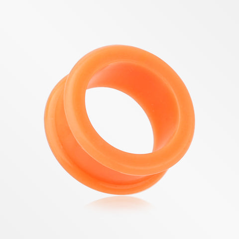 A Pair of Flexible Silicone Double Flared Ear Gauge Tunnel Plug-Orange