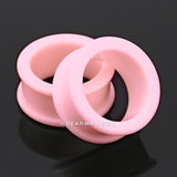 Detail View 1 of A Pair of Soft Pastel Silicone Double Flared Tunnel Plug-Pink