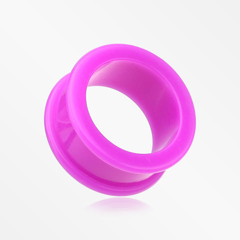 A Pair of Flexible Silicone Double Flared Ear Gauge Tunnel Plug-Purple