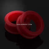 A Pair of Flexible Silicone Double Flared Ear Gauge Tunnel Plug-Red