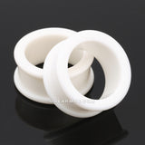 Detail View 1 of A Pair of Flexible Silicone Double Flared Ear Gauge Tunnel Plug-White
