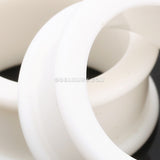 Detail View 4 of A Pair of Flexible Silicone Double Flared Ear Gauge Tunnel Plug-White