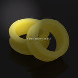 A Pair of Flexible Silicone Double Flared Ear Gauge Tunnel Plug-Yellow