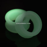 A Pair of Glow in the Dark Silicone Double Flared Ear Gauge Tunnel Plug-Clear/White