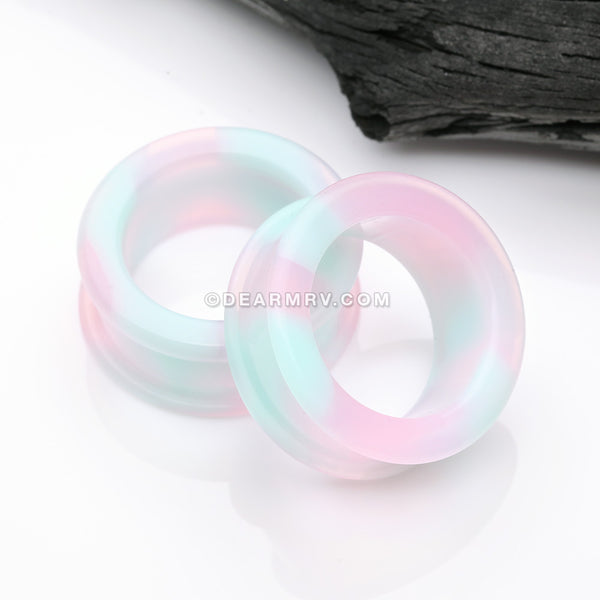 A Pair of Milky Way Camo Flexible Silicone Double Flared Tunnel Plug