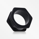 A Pair of Hexagon Bolt Flexible Silicone Double Flared Ear Gauge Tunnel Plug-Black