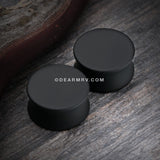 A Pair of Silicone Coated Acrylic Double Flared Ear Gauge Plug-Black