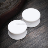 A Pair of Silicone Coated Acrylic Double Flared Ear Gauge Plug-White