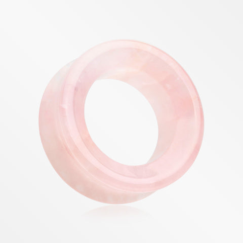 A Pair Of Pink Rose Quartz Stone Double Flared Eyelet Plug