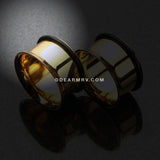 A Pair of Gold Plated Single Flared Ear Gauge Tunnel Plug-Gold