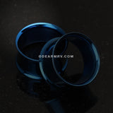 A Pair of Colorline Steel Double Flared Ear Gauge Tunnel Plug-Blue