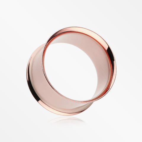 A Pair of Real Rose Gold Plated Ear Gauge Tunnel Plug-Rose Gold