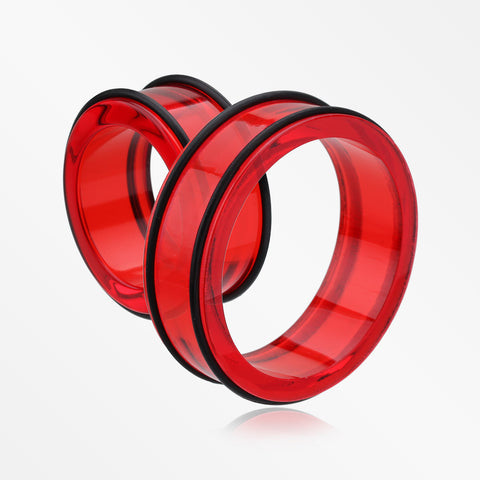 A Pair of Basic UV Acrylic No Flare Regs Ear Gauge Tunnel Plug-Red
