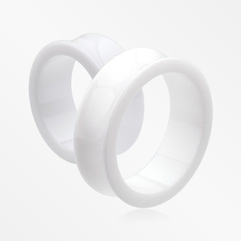 A Pair of Basic UV Acrylic Double Flared Ear Gauge Tunnel Plug-White
