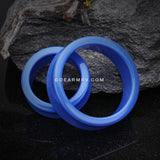 A Pair of Supersize Neon Colored UV Acrylic Double Flared Ear Gauge Tunnel Plug -Blue