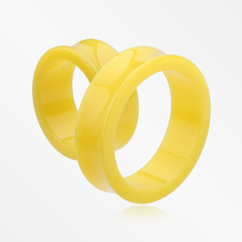 A Pair of Supersize Neon Colored UV Acrylic Double Flared Ear Gauge Tunnel Plug -Yellow
