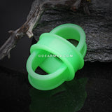 A Pair of Flexible Silicone Double Flared Ear Gauge Tunnel Plug-Green
