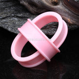 A Pair Of Supersize Soft Pastel Silicone Double Flared Tunnel Plug-Pastel Pink