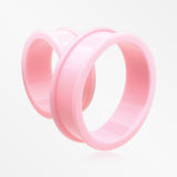 Detail View 3 of A Pair of Soft Pastel Silicone Double Flared Tunnel Plug-Pink