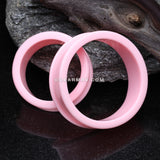 A Pair Of Supersize Soft Pastel Silicone Double Flared Tunnel Plug-Pastel Pink