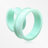 Detail View 3 of A Pair Of Soft Pastel Silicone Double Flared Tunnel Plug-Mint Green