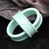Detail View 5 of A Pair Of Soft Pastel Silicone Double Flared Tunnel Plug-Mint Green