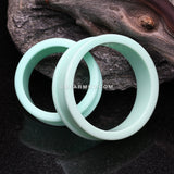A Pair Of Supersize Soft Pastel Silicone Double Flared Tunnel Plug-Pastel Green