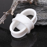 Detail View 7 of A Pair of Flexible Silicone Double Flared Ear Gauge Tunnel Plug-White