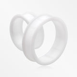Detail View 5 of A Pair of Flexible Silicone Double Flared Ear Gauge Tunnel Plug-White