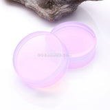 A Pair of Lavender Translucent Glass Double Flared Ear Gauge Plug
