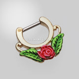 Golden Rose Blossom Icon Septum Clicker-Green/Red