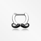 Classic Mustache Septum Clicker-Black