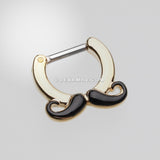 Golden Classic Mustache Septum Clicker-Black