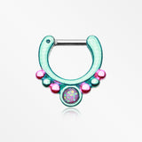 Colorline Opal Grandiose Septum Clicker-Teal/Pink