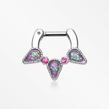Opal Sparkle Trident Septum Clicker-Purple