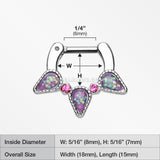 Opal Sparkle Trident Septum Clicker-Purple