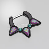 Colorline Opal Sparkle Trident Septum Clicker-Black/Teal