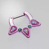 Colorline Opal Sparkle Trident Septum Clicker-Pink/Teal
