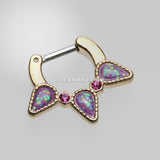 Golden Opal Sparkle Trident Septum Clicker-Purple