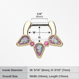 Golden Opal Sparkle Trident Septum Clicker-Purple