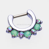 Colorline Opal Sparkle Deuce Septum Clicker Ring-Purple/Green/Purple