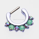 Colorline Opal Sparkle Deuce Septum Clicker Ring-Purple/Green/Purple