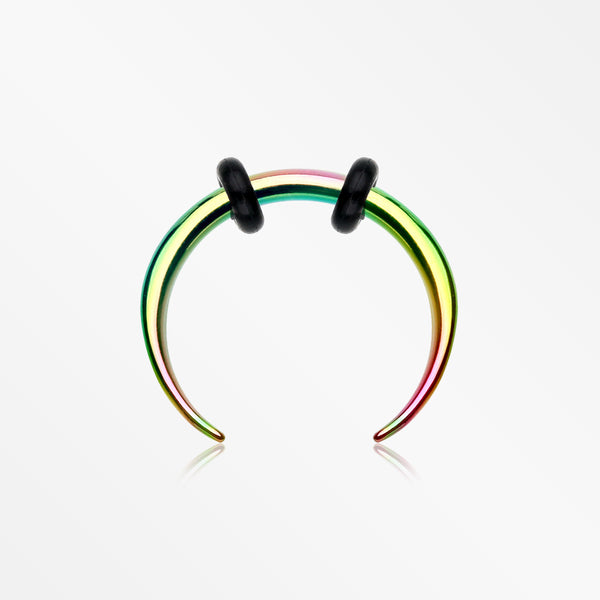Colorline Basic Steel Pincher Septum Ring-Rainbow