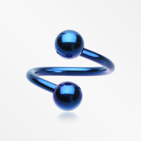 Colorline PVD Twist Spiral Ring-Blue