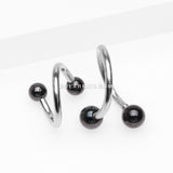 Basic Steel Twist Spiral Ring with PVD Plated Balls-Black
